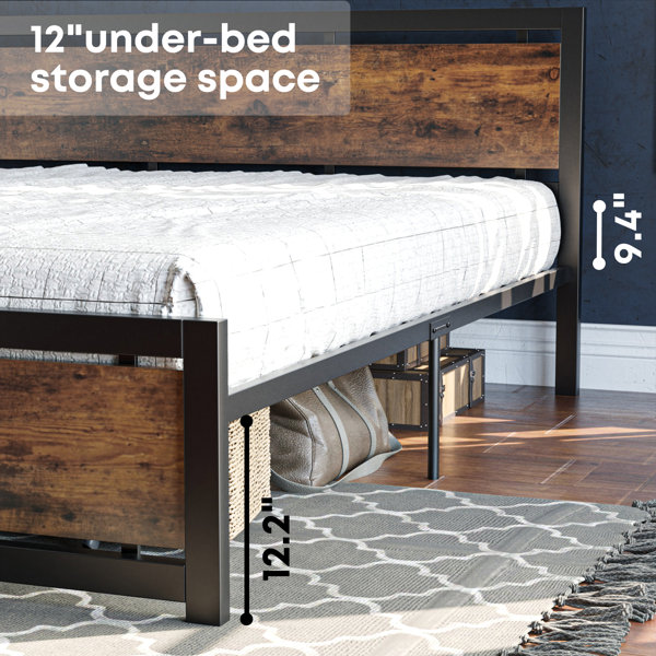 17 Stories California King Bed Frames with Headboard and Strong Metal